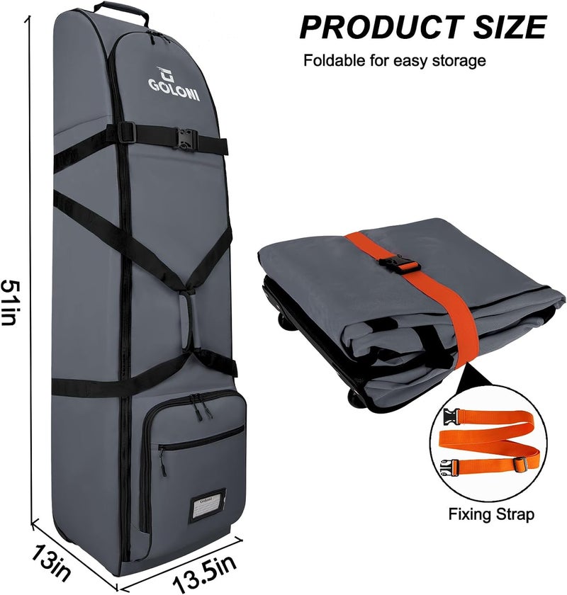 Goloni Golf Travel Bag with Wheels, Golf Travel Case for Airlines, 900D Heavy Duty Oxford Wear-Resistant Soft-Sided - Image 2